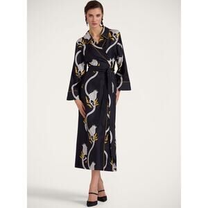 NWT Double J Silk Twill Melograno Midnight Dress Black White Size Small
